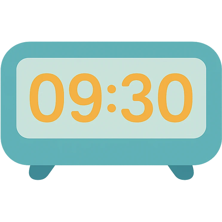 a digital alarm clock displaying numbers emoji