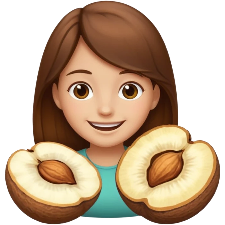 brown haired girl on a cheatnut hporse smiling' emoji