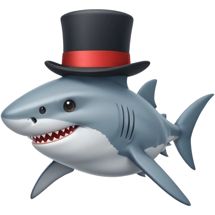 Shark with a top hat emoji