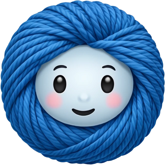 Rolled Yarn Ball blue  emoji