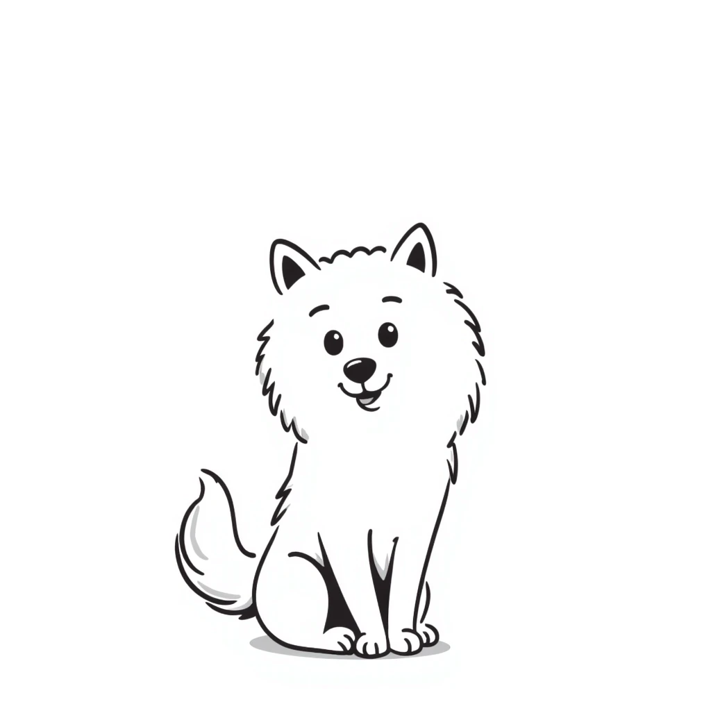 happy samoyed dog, hand drawn doodle style emoji