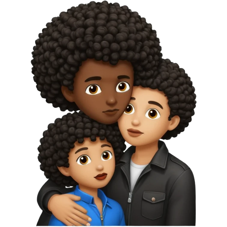baddie kissing handsome boy with curly afro  emoji