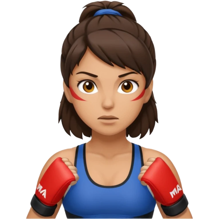 brunette woman making MMA emoji