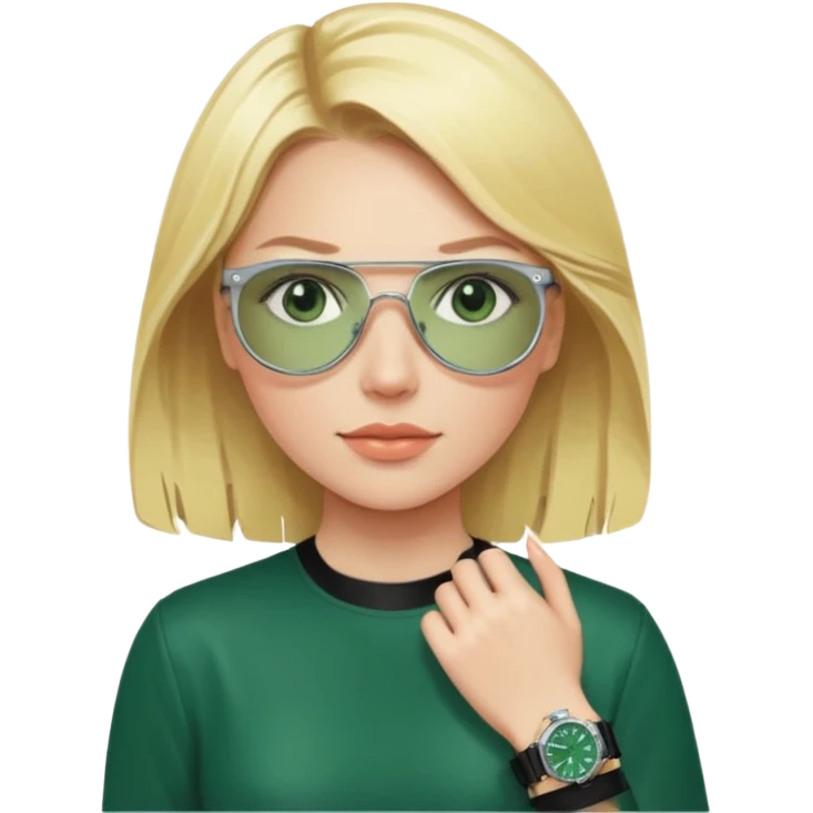 Breitling green faced watch on blonde girl wrist emoji