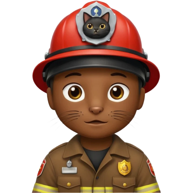 Fireman black Cat, brown cloth emoji
