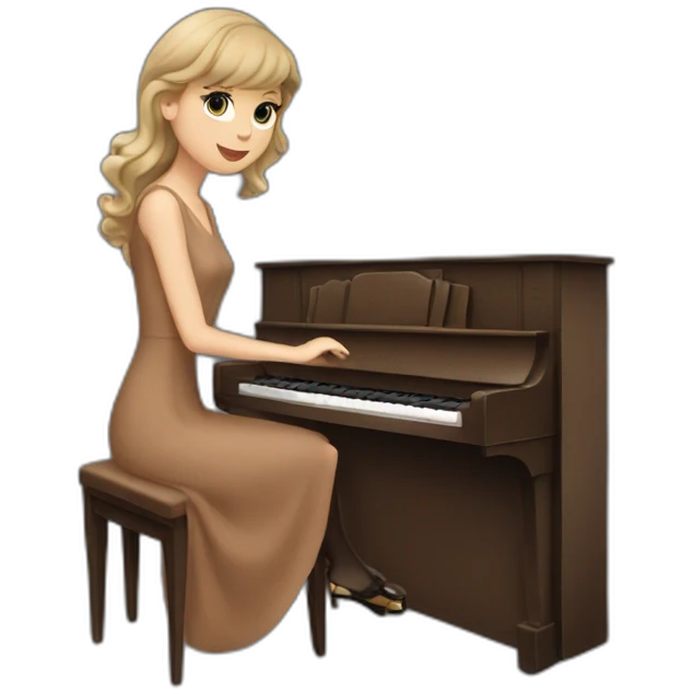 Taylor Swift with a brown dress and she playing piano emoji