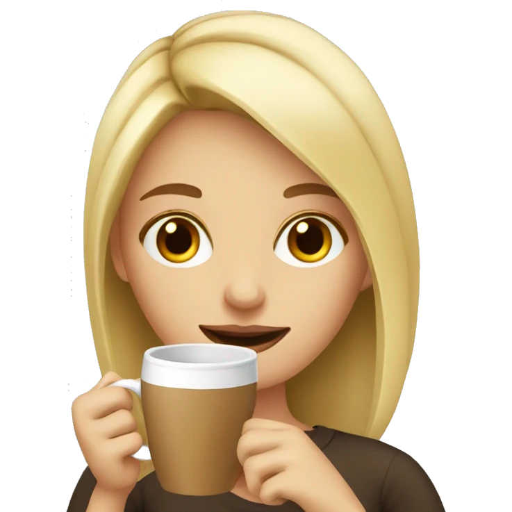 Blonde girl drinking coffee emoji