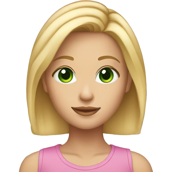 chin-length blonde hair girl with green eyes emoji