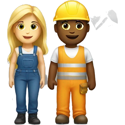 blonde woman and white redhead construction guy emoji