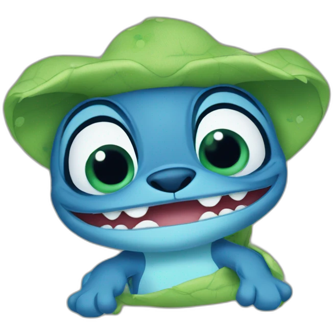 stitch qui porte un grenouille dans les bras emoji