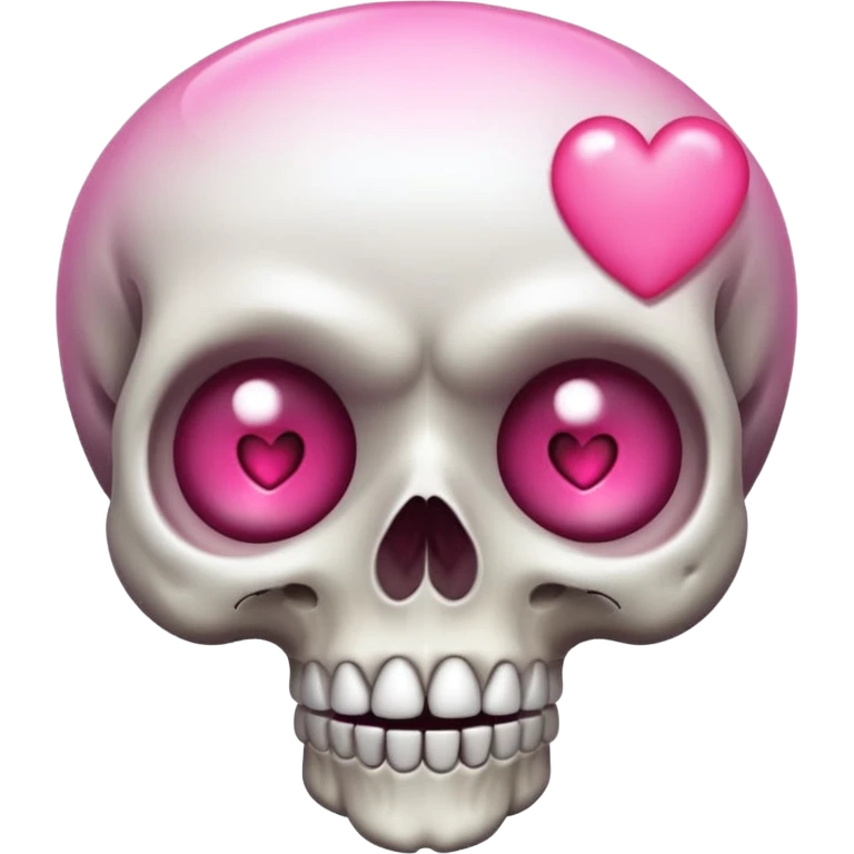 
Cute kawaii skull with a heart shaped pink  nose cartoon -style/cute and transparent for a sticker emoji