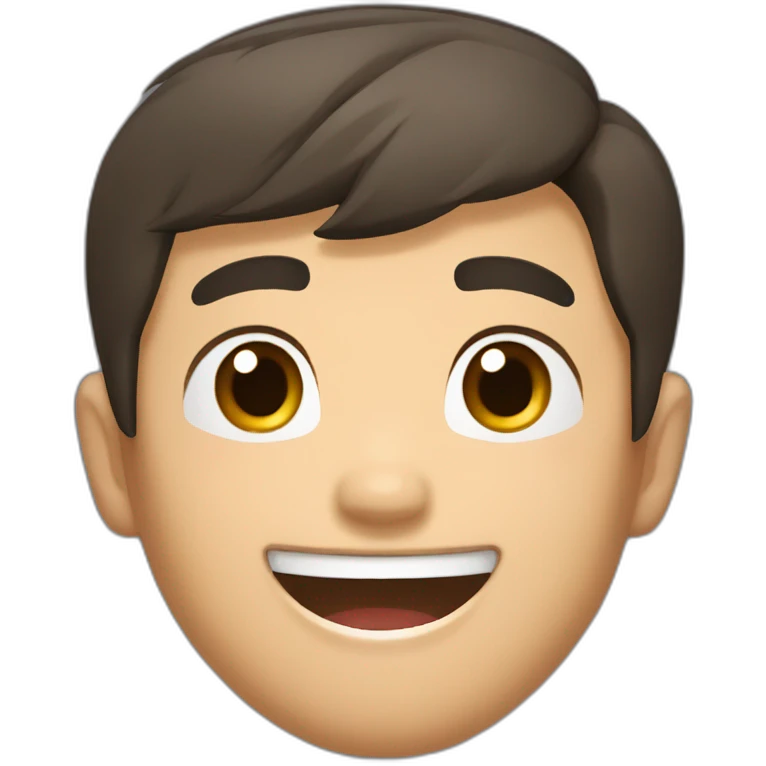 An Asian boy with a strong build, a little dark complexion, square face, strong masseter muscles, who likes to laugh. emoji