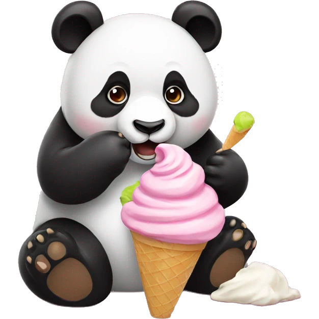 Panda eating ice cream emoji