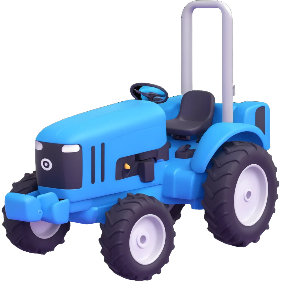 Change the red tractor with a scoop to blue color, keep the 3D emoji style, no background. emoji