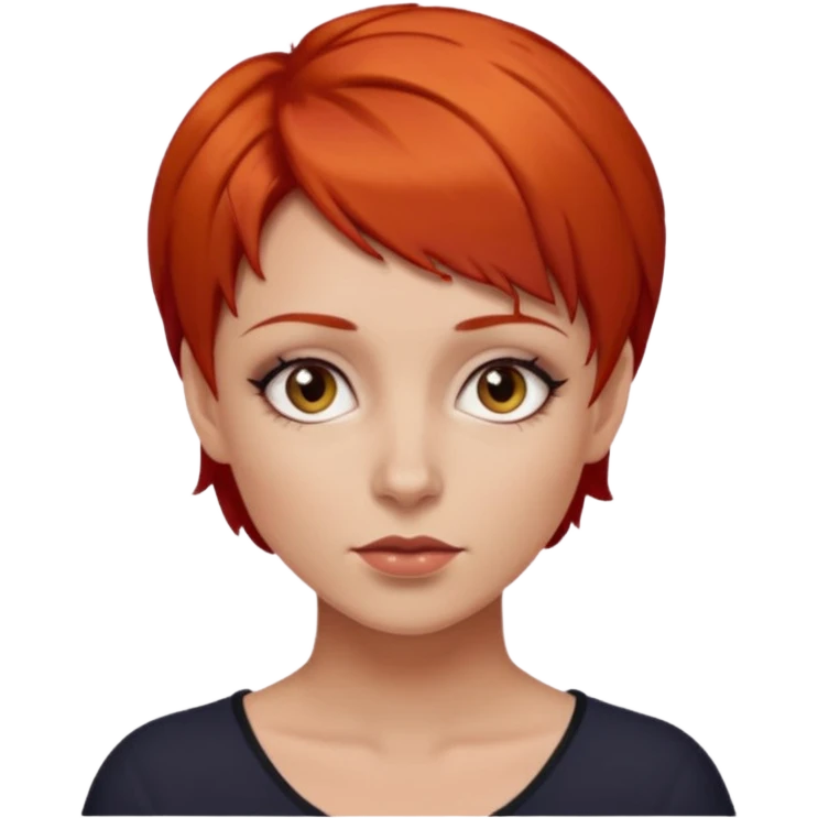women with very short red hair and dark eyes emoji