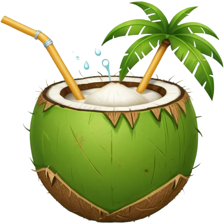Green Coconut with straw emoji