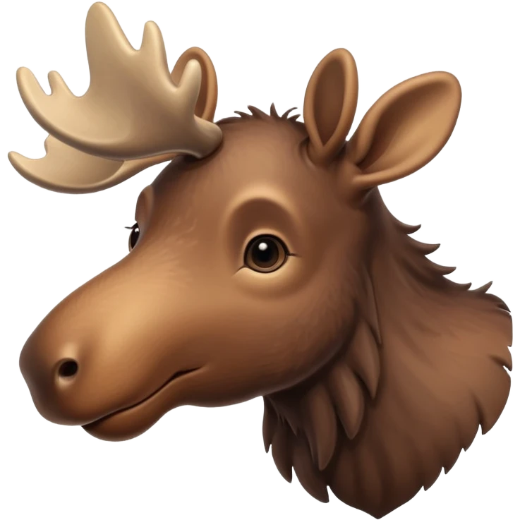 A high-resolution digital illustration of a baby moose in a clean, semi-realistic style. The baby moose is shown facing sideways head tilted  emoji