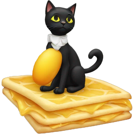 Chat noir qui mange des pates emoji