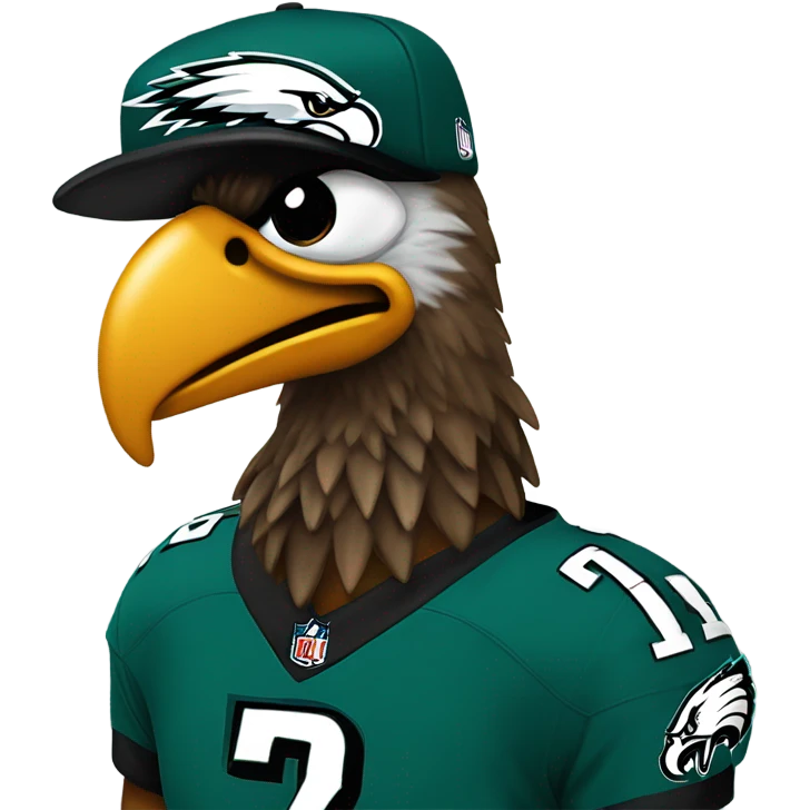 Dirty bird wearing a Philadelphia Eagles jersey crying emoji