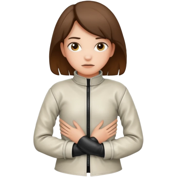 Девушка в Смирительной рубашке, руки за спиной  emoji