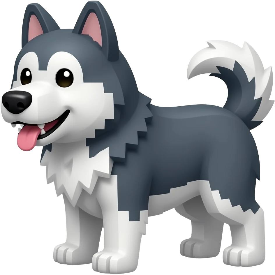 Pixel Minecraft blocky made of blocks Alaskan Malamute dog emoji
