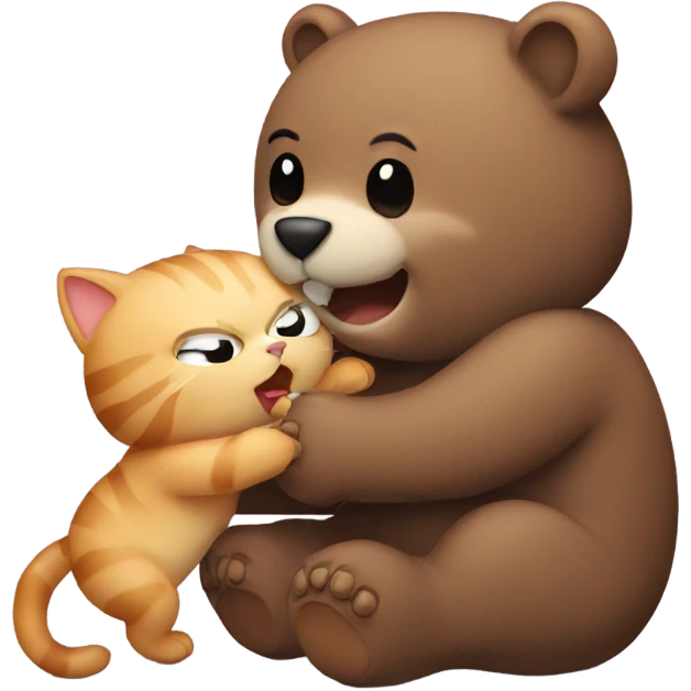 cat biting bear emoji