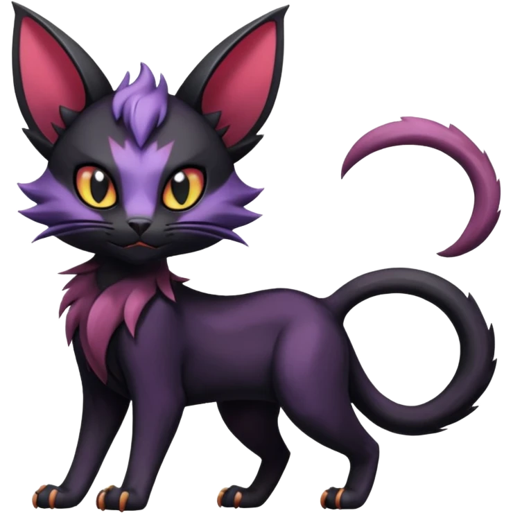 Black dark spooky badass cool shiny glossy smooth soft edgy Noivern-Noibat-Purloin-Torracat-Lykoi-Caracal-cat-Fakemon-fusion-hybrid-creature emoji