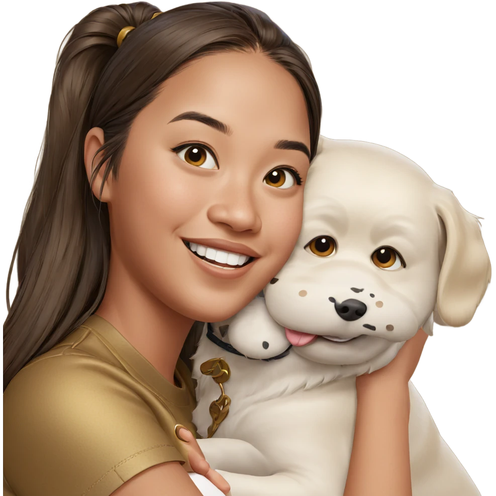 girl smiling with dog emoji