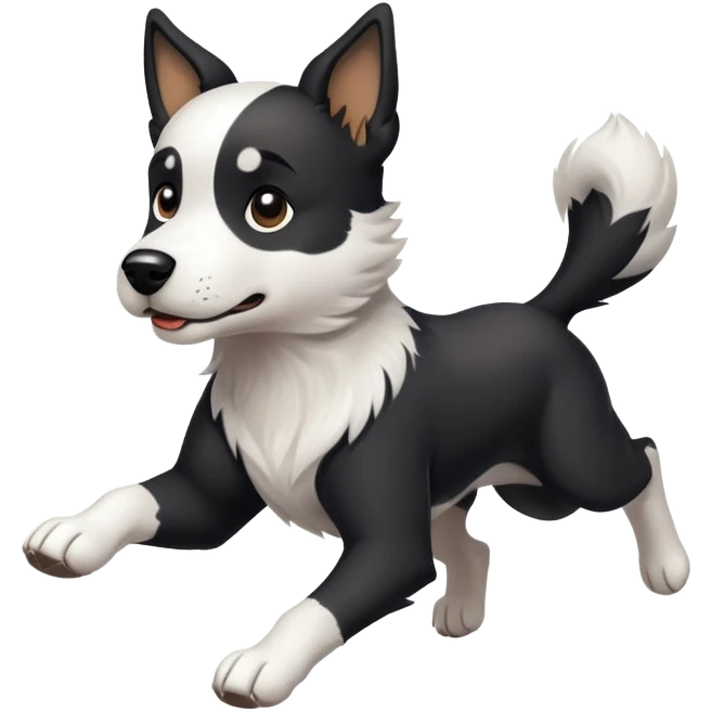 fast running black and white dog emoji