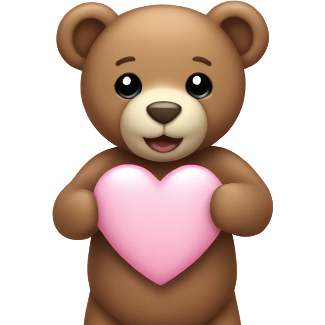 Teddy bear holding light pink heart emoji