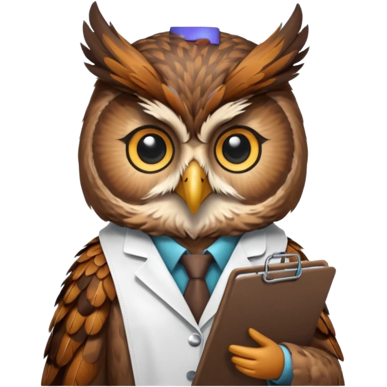 Owl doctor with clipboard, wise look.
 emoji