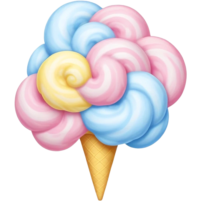 Pink, blue, and yellow swirled into fluffy cotton candy emoji