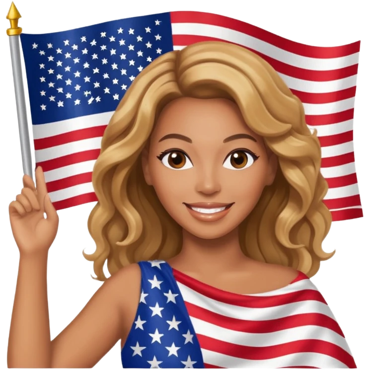 Beyonce with waving american flag emoji