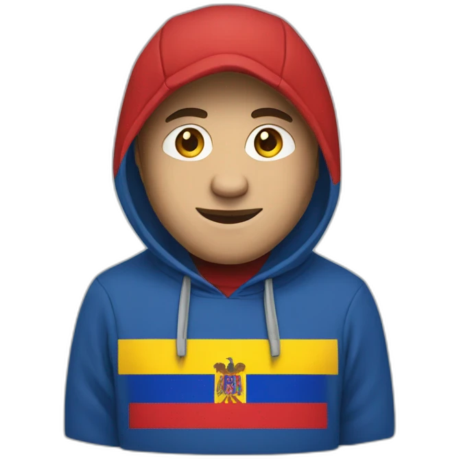 man in hoodie with moldova flag emoji