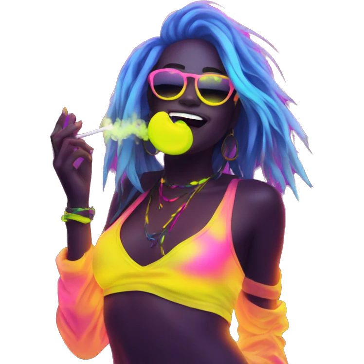 Rave party dancing neon smoking emoji