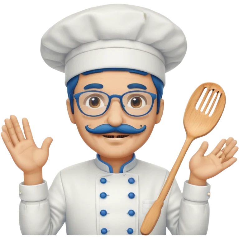 italian chef, blue, with mustace, wearing glasses emoji