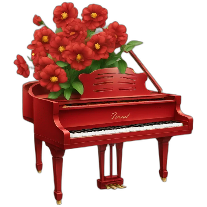 Piano de rojo con flores emoji