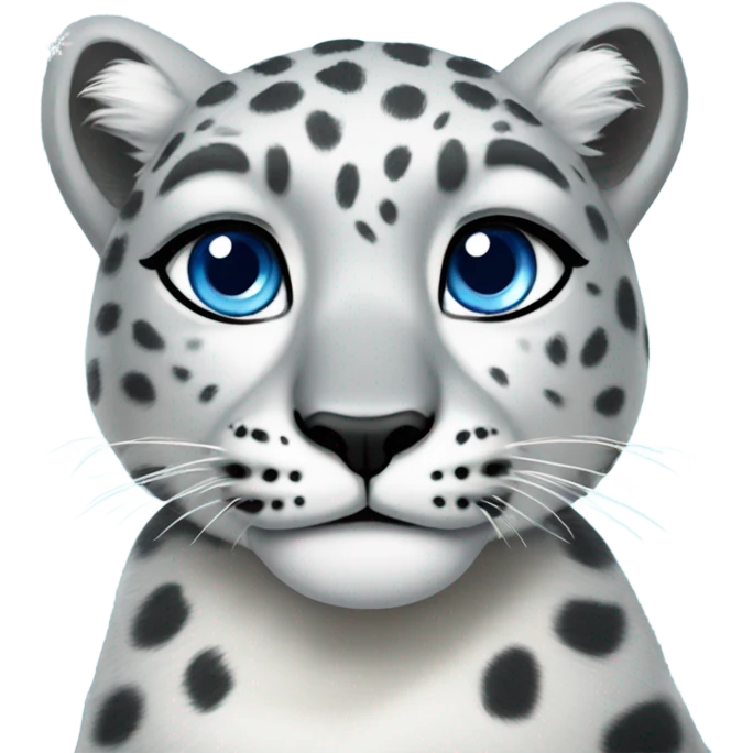 Snow leopard with light snowflakes on its head emoji