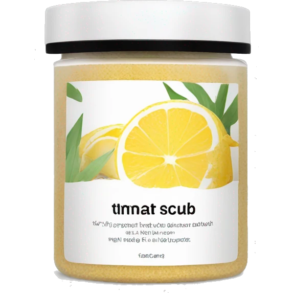 body scrub pot with label emoji
