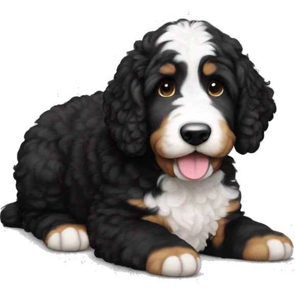 black and white f1 bernedoodle emoji