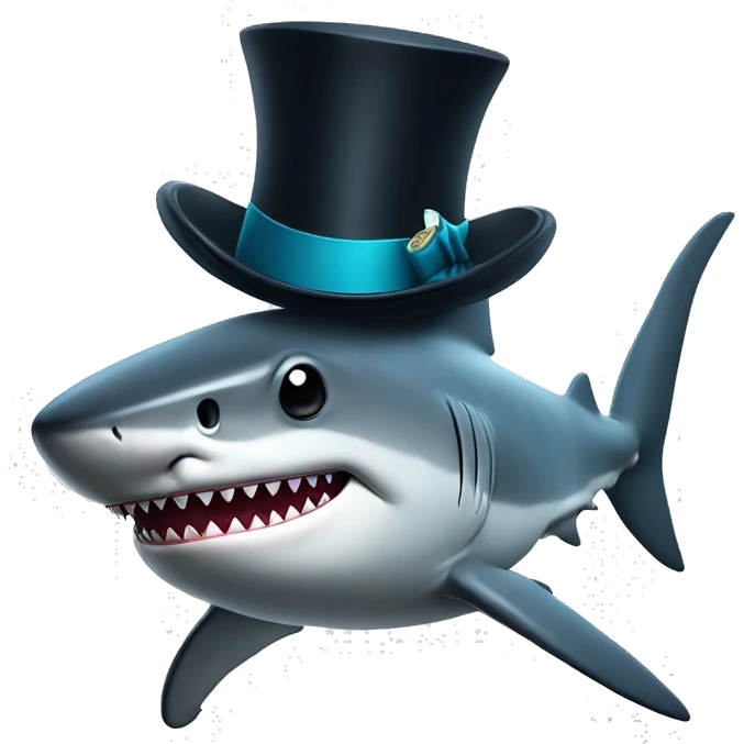 Shark with a top hat emoji