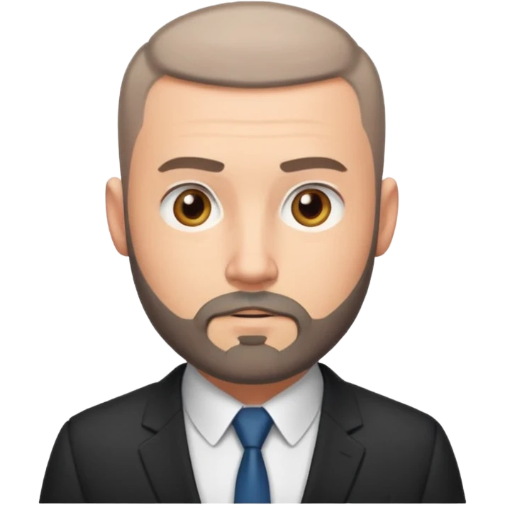 Fit adult man, white, with buzzcut, with nice beard, wearing suit emoji