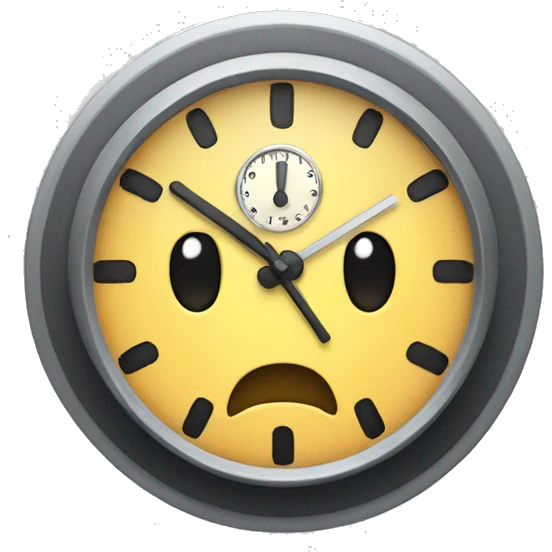 a clock with a face emoji