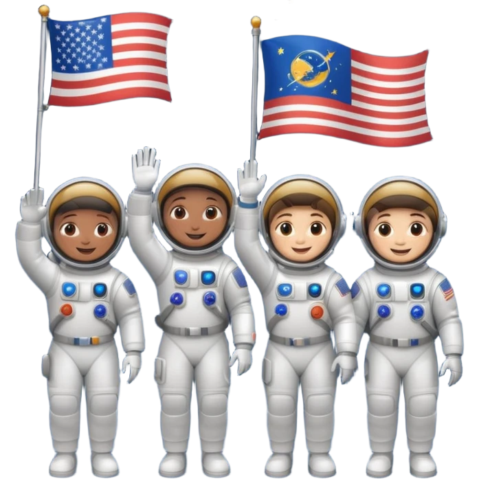 astronauts with flag emoji