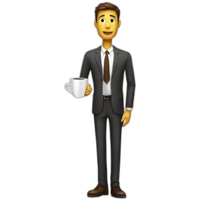 office employee staying tall with coffee emoji