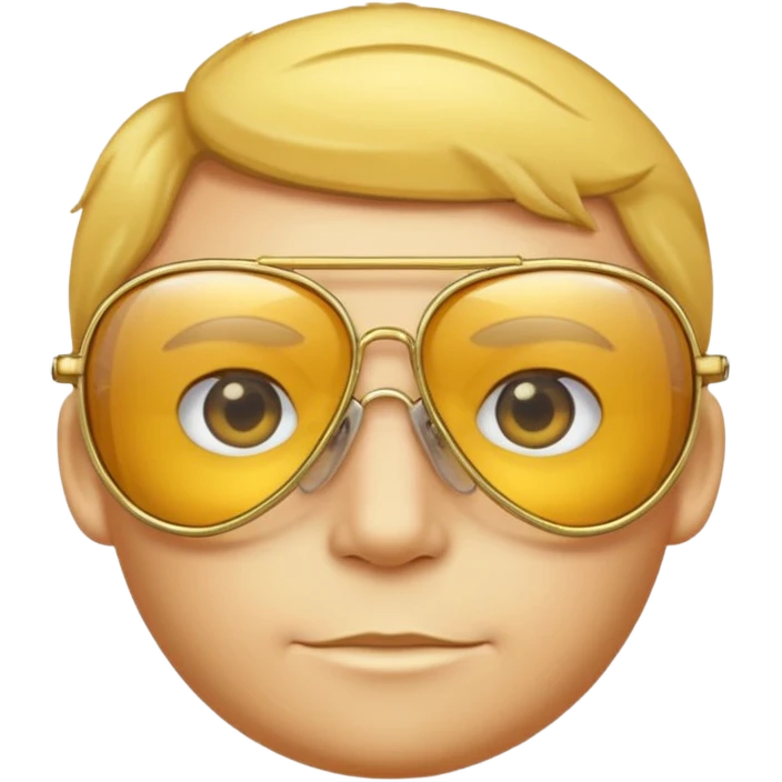 golden-yellow aviator Glasses, metallic frame with clear lenses, gentle highlights. only glasses. emoji