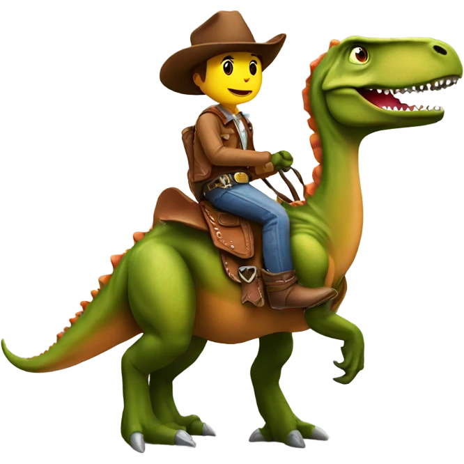 Dinosaur riding a cowboy emoji
