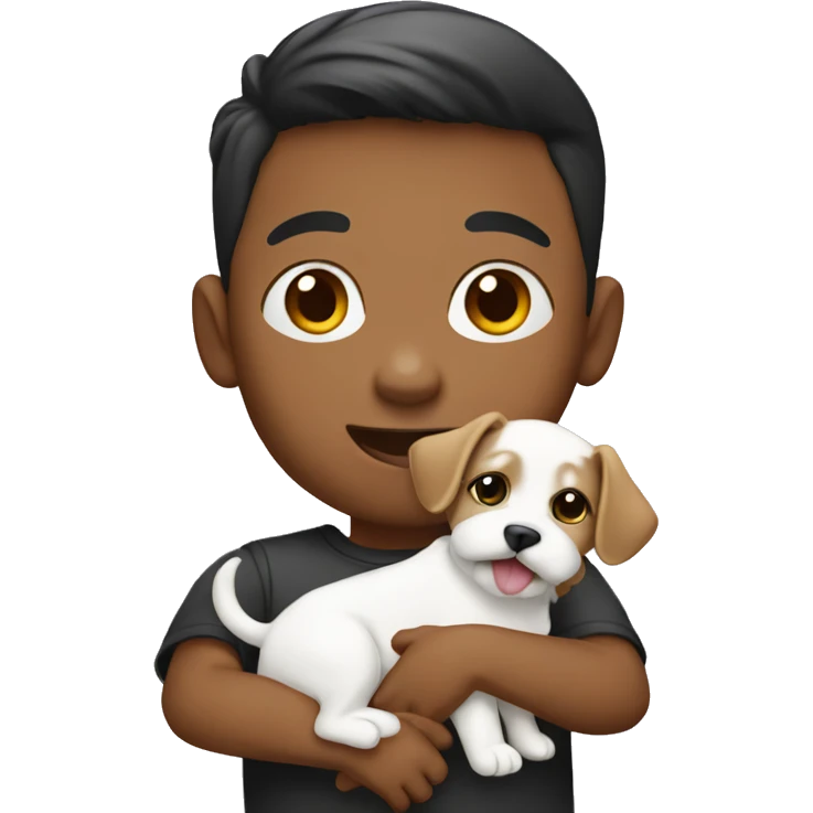 a kid holding a maltese puppy  emoji