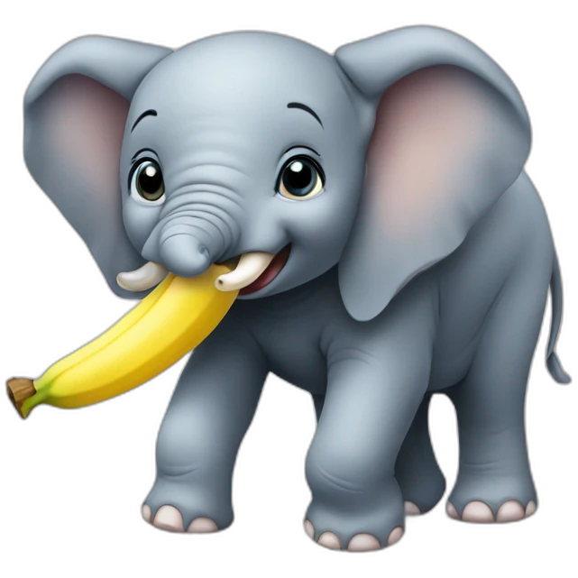 the baby elephant eats a banana emoji