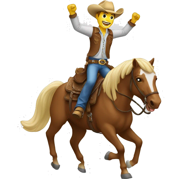 White Cowboy riding horse happy cheering emoji